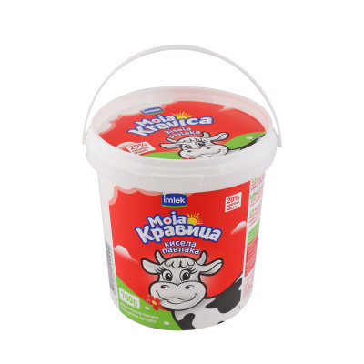 Sour cream Kravica 20% 0.7 l glass Imlek