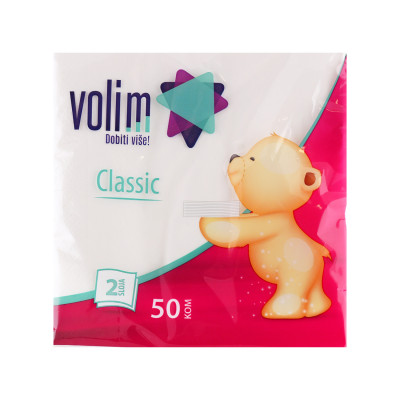 Napkins two-layer 33x33 white 50 pieces Volim