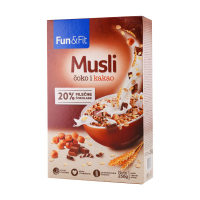 Muesli choco + cocoa 250 g Fun & Fit Company