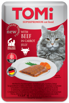 Cat food beef in jelly 100g Tomi