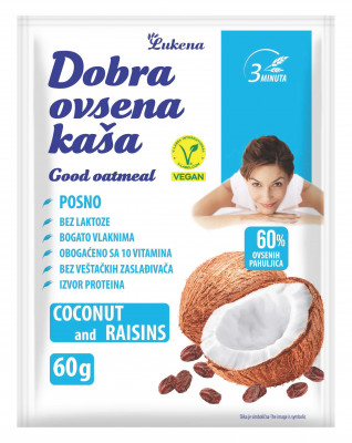 Dobra oatmeal coconut and raisins 60g