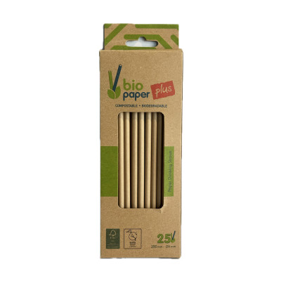 Paper straws brown 200x6mm 25pcs Micropack