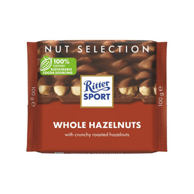 Ritter sport milk chocolate with whole hazelnuts 100g